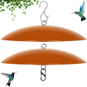 Andergi hummingbird feeder dome coverage shields nectar from rain for cleaner feeding.