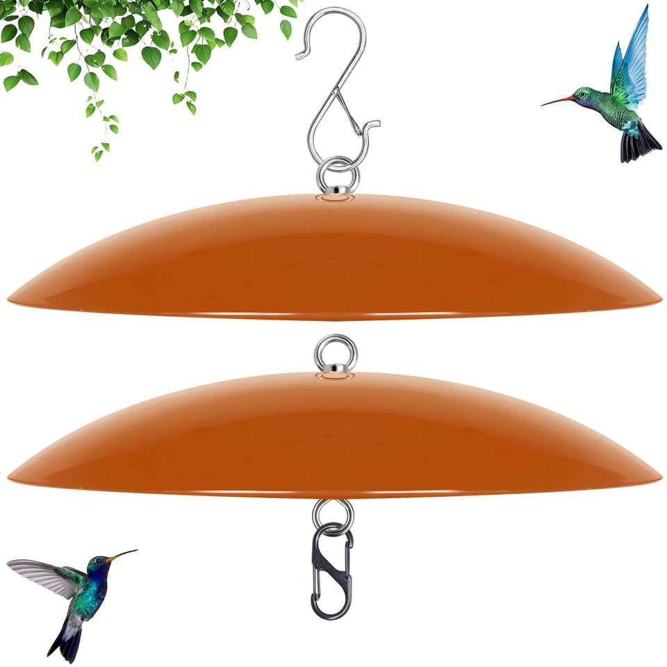 Andergi hummingbird feeder dome coverage shields nectar from rain for cleaner feeding.