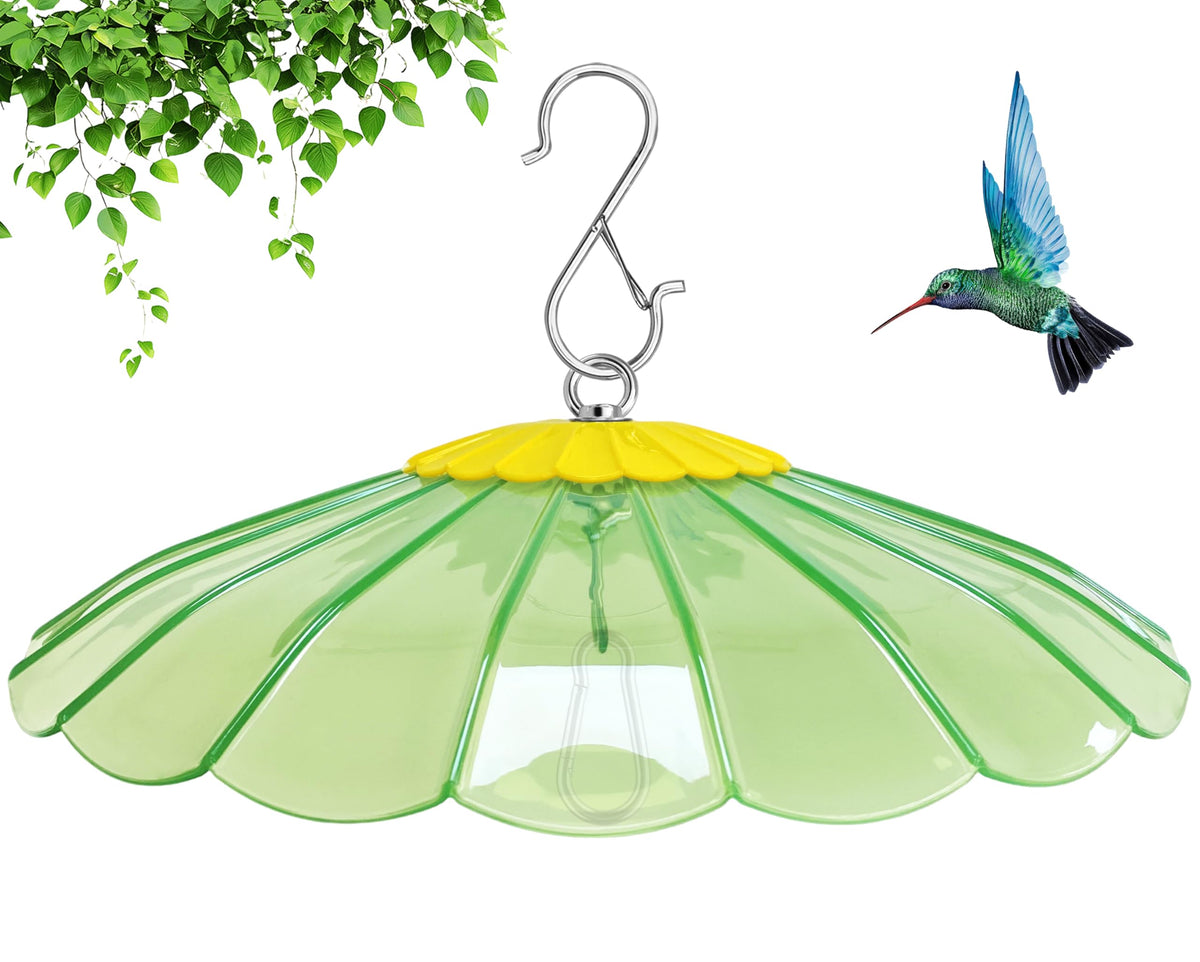 andergi hummingbird feeder guard shields nectar from rain for consistent feeding.