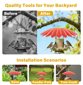 Andergi squirrel baffle reduces seed loss while protecting feeding stations.
