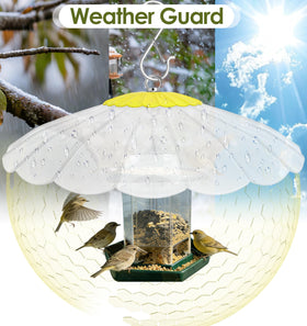 andergi petal-shaped cover shields birdseed from rain and wind