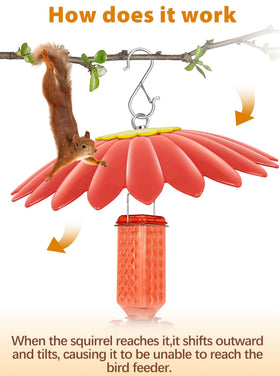 Andergi umbrella cover for bird house provides shade and protection.
