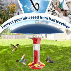 Andergi weather-resistant baffle guards feeders in sun and snow.