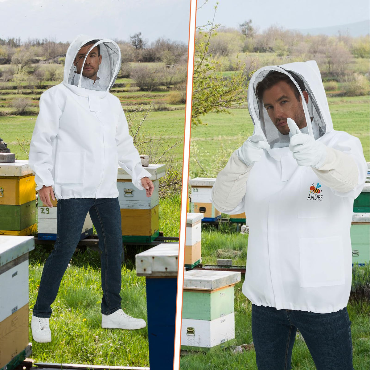 ANDES bee jacket with veil side view shows full visibility and protection