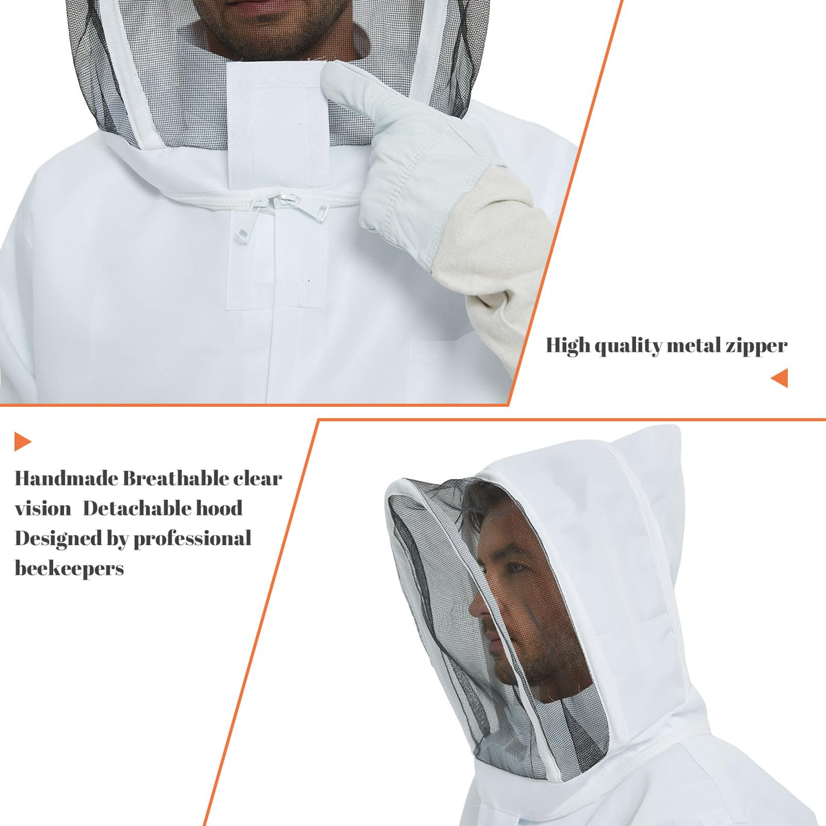 ANDES Detachable veil front view offers clear visibility while working.