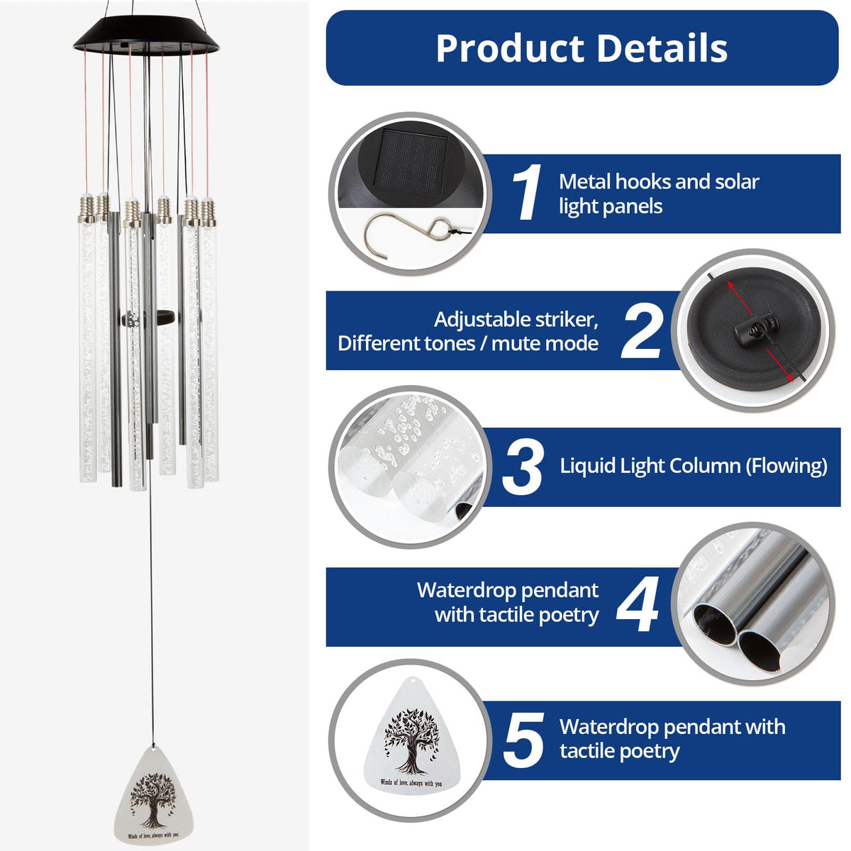 Andmenow 37-inch wind chimes provide a graceful garden centerpiece.