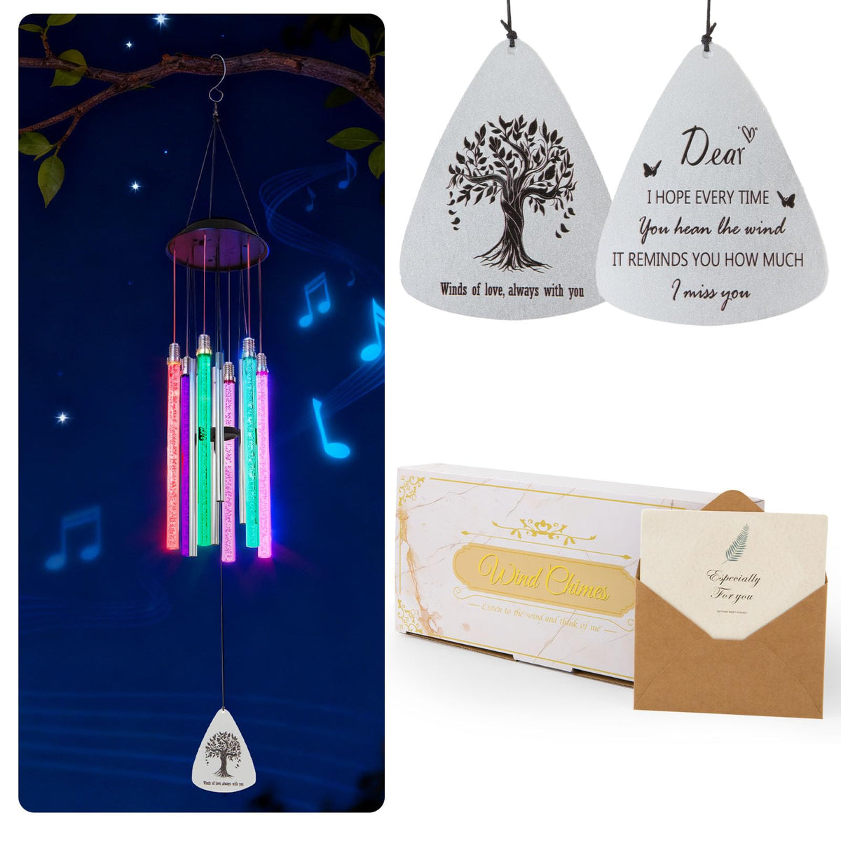Andmenow solar wind chimes with 6 LED bars light outdoor spaces beautifully.