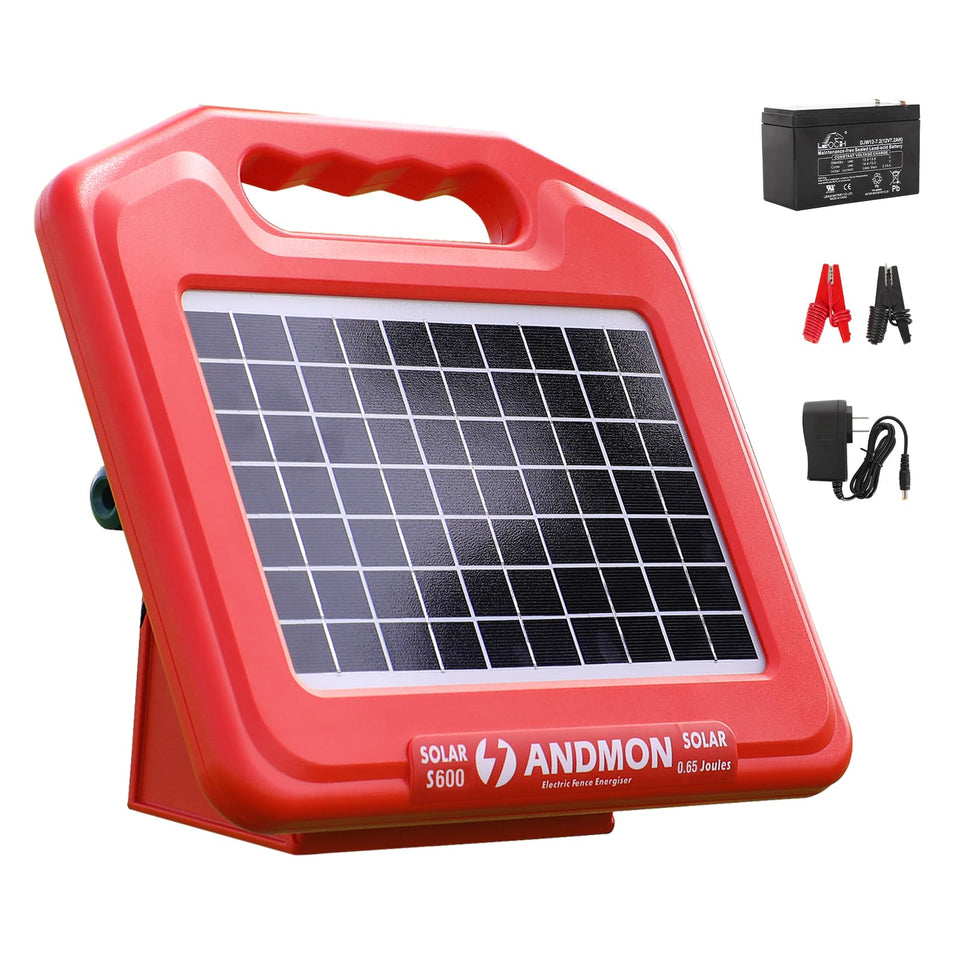 ANDMON S600 solar fence charger front view for livestock protection