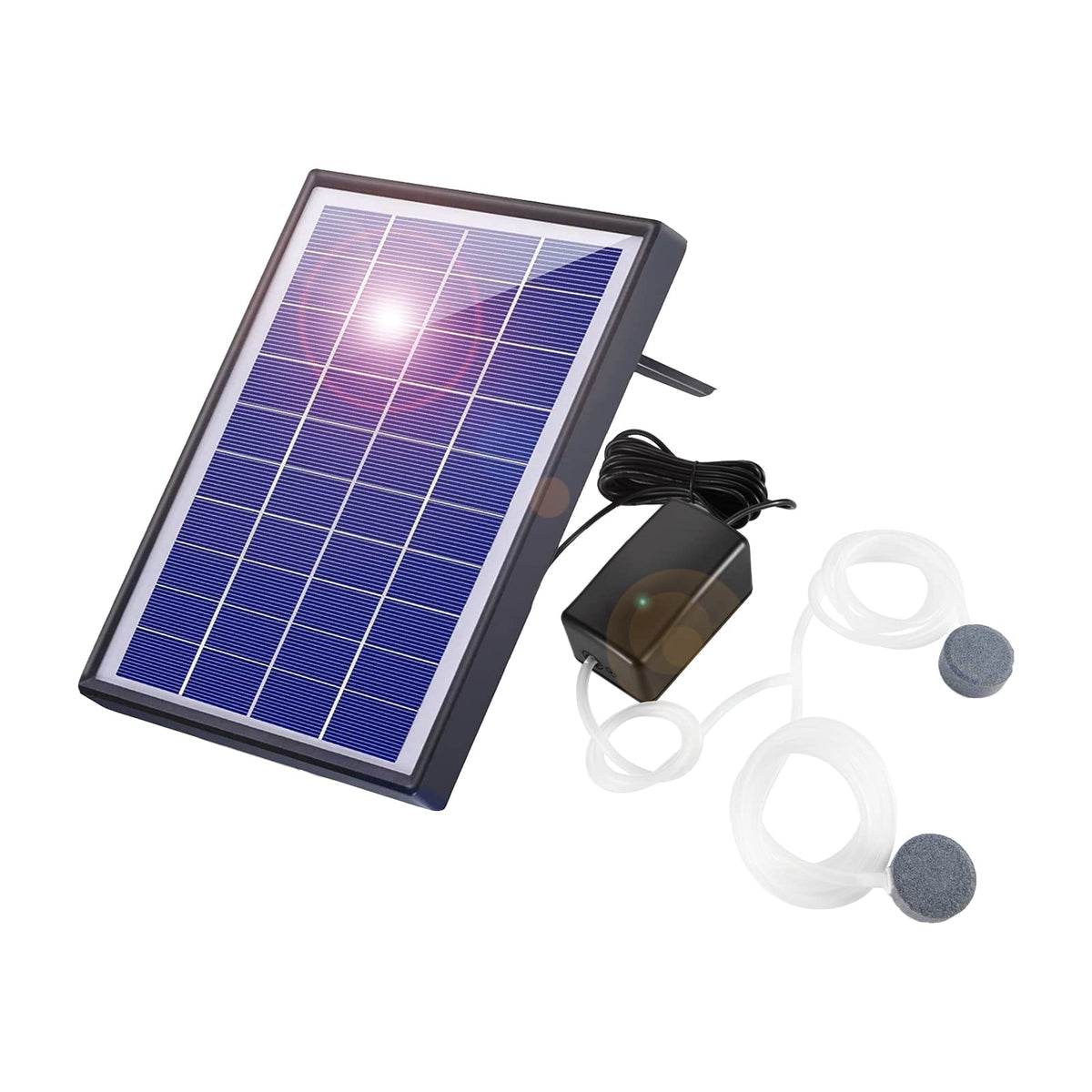 Andoer Pond Oxygenator solar panel powering eco-friendly aeration under bright sunlight