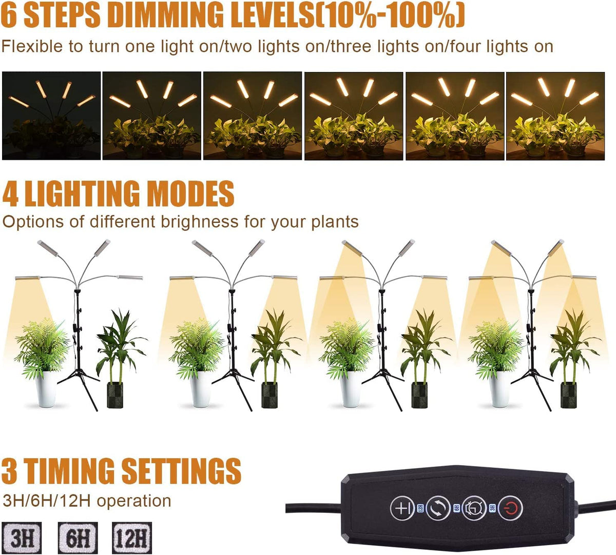 AndoHai LED grow lights on an adjustable tripod stand for varying plant sizes.
