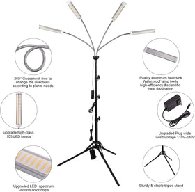 AndoHai LED grow lights full spectrum 380-800nm supports healthy plant growth.