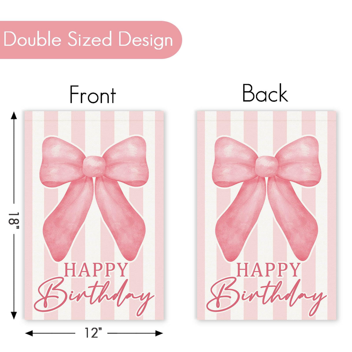 Andrain pink bow birthday flag fabric close-up showing durable texture