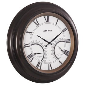 ANDY STAR 24-inch outdoor clock with thermometer for easy patio weather reading