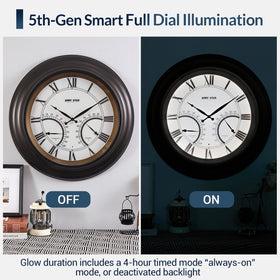 ANDY STAR IP56 weatherproof clock with UV-resistant frame in garden setting