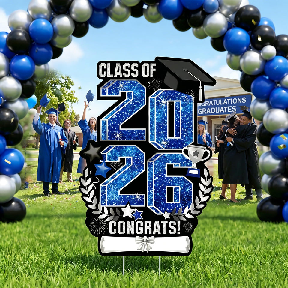 Aneco graduation yard sign 2026 blue enhances outdoor visibility
