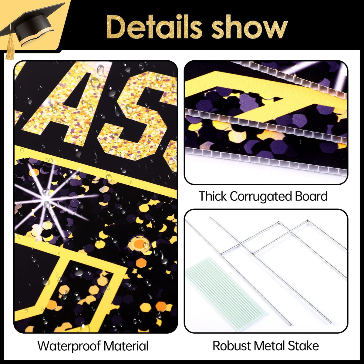 Aneco yard sign backboard with L-shaped support for indoor stability.