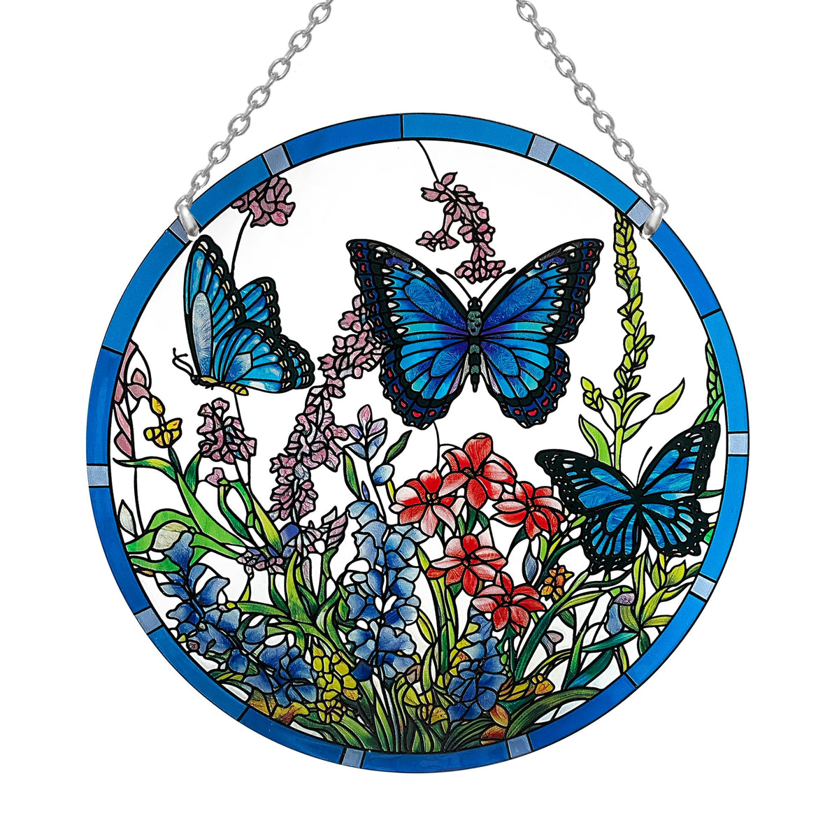 ANFURI butterfly stained glass suncatcher, 8.6 inches, brightening sunlit windows.