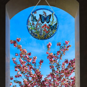 ANFURI hand-painted butterfly with flowers showcases vivid craftsmanship.