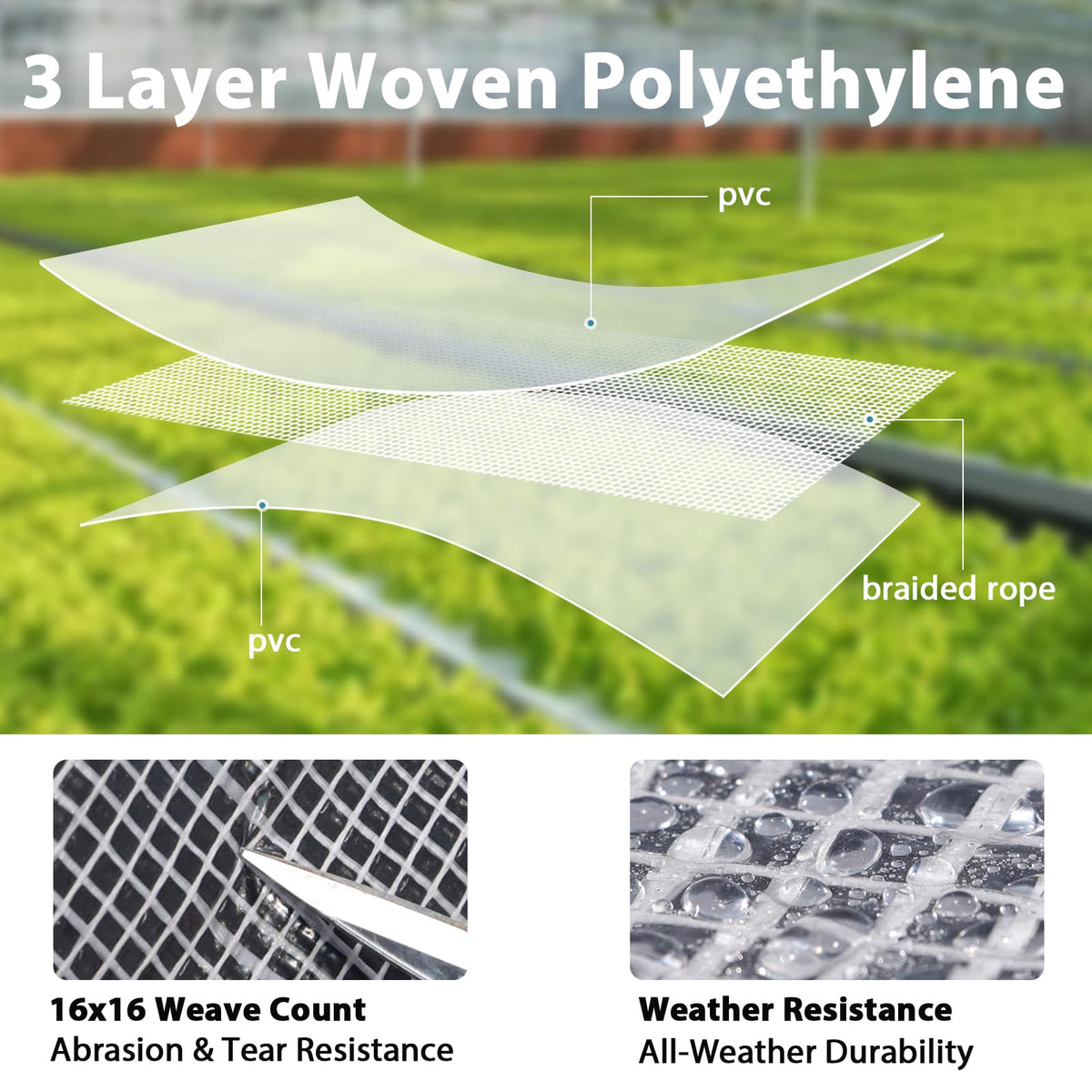 ANGAR 3-layer 16mil structure demonstrates durable outdoor protection