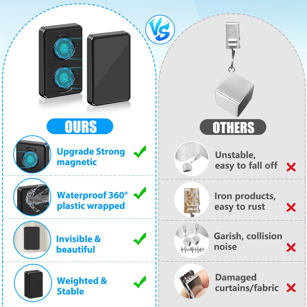 ANGAR tool-free installation for curtains enables quick, damage-free setup.