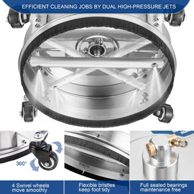 AngeDZ dual high-pressure jets deliver broad, even coverage on surfaces.