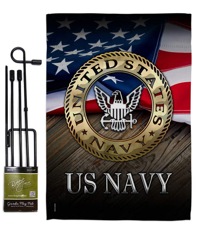 Angeleno Heritage US Navy garden flag, double-sided readability from both angles.