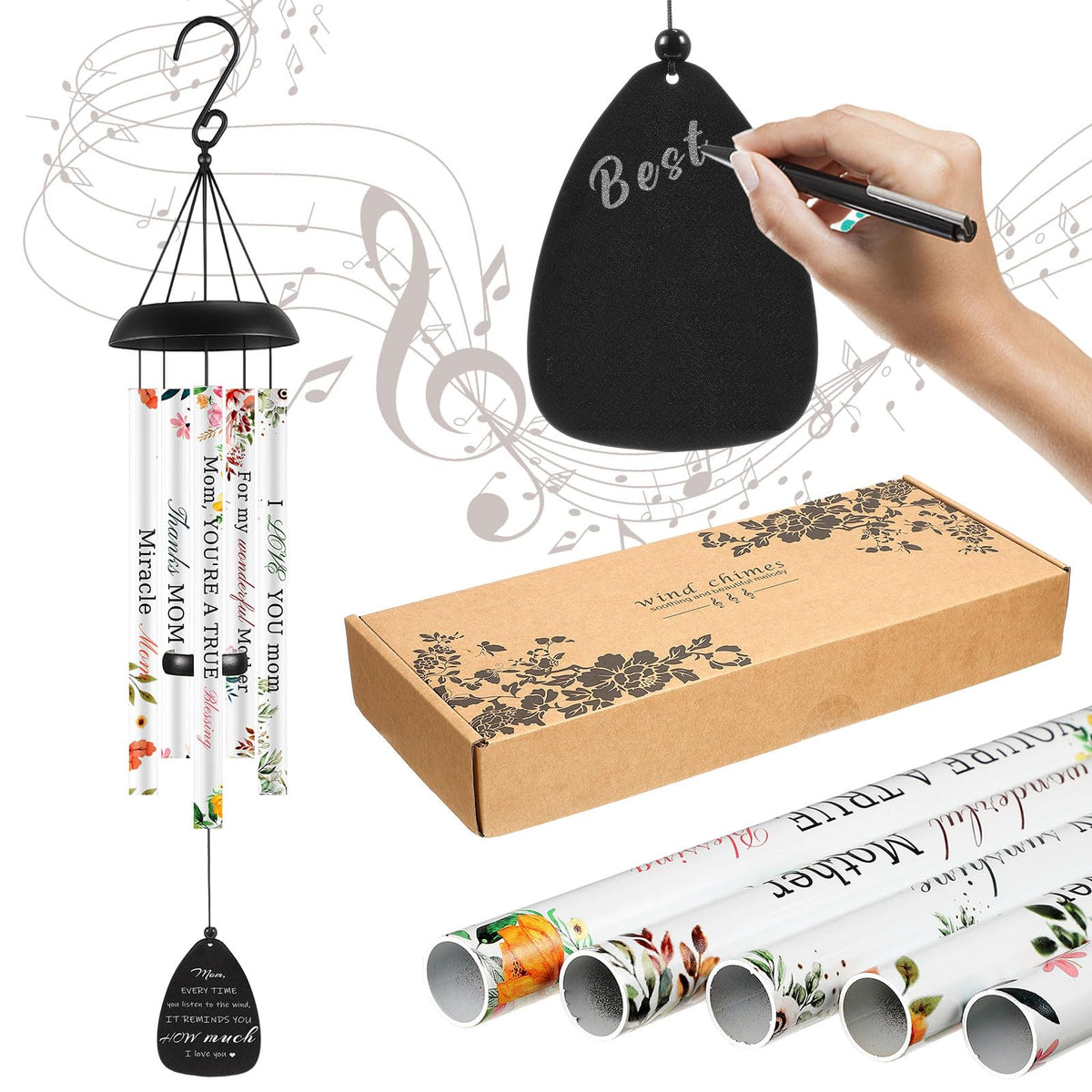 Anglechic wind chimes hanging assembly ready for outdoor setup