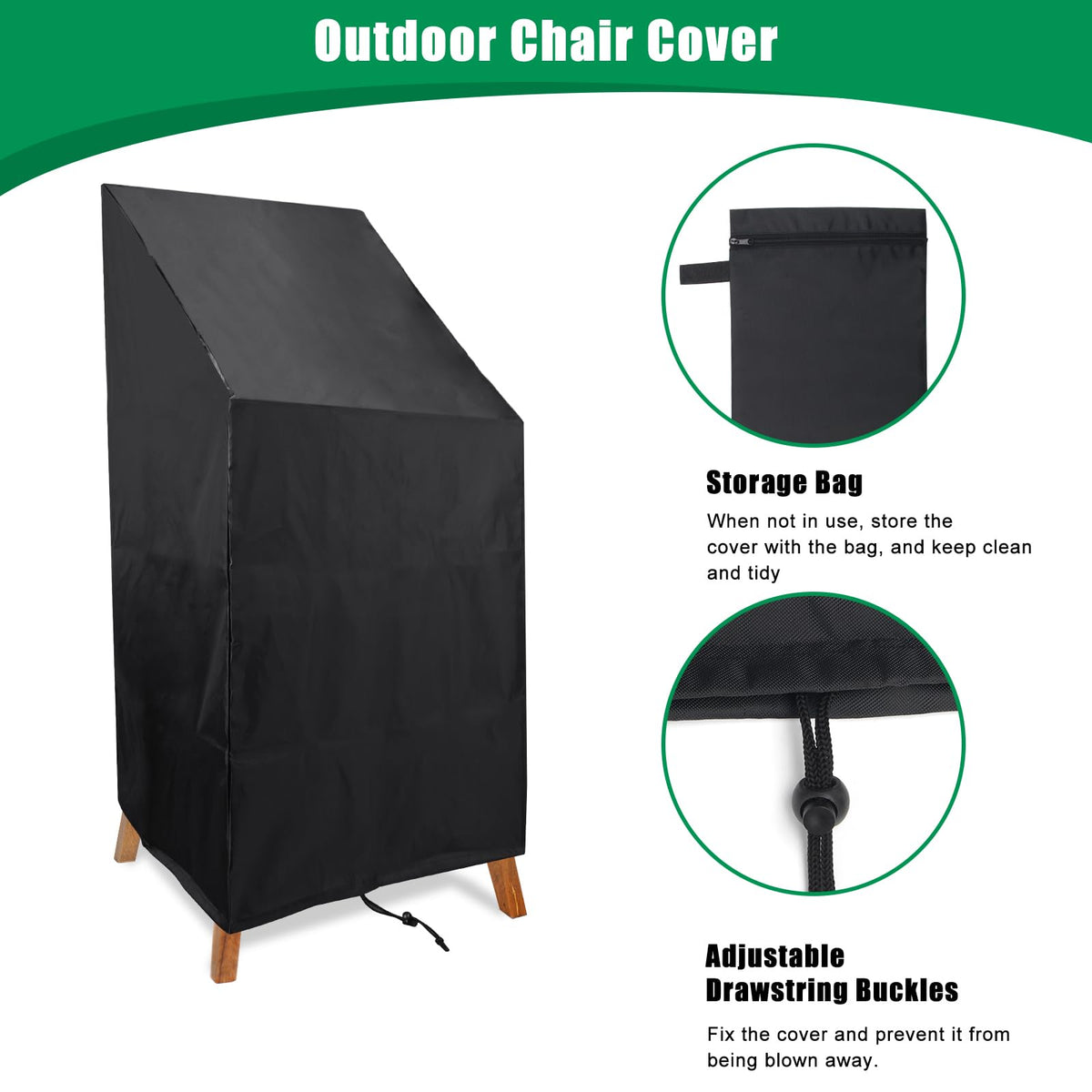 Anglekai chair cover with sliding design shedding rain and leaves