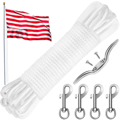 Anglekai flag rope 50ft showing durable nylon for reliable outdoor use.