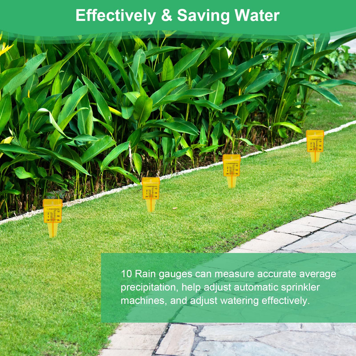 Anglekai rain gauge bright yellow stands out in the garden for visibility.