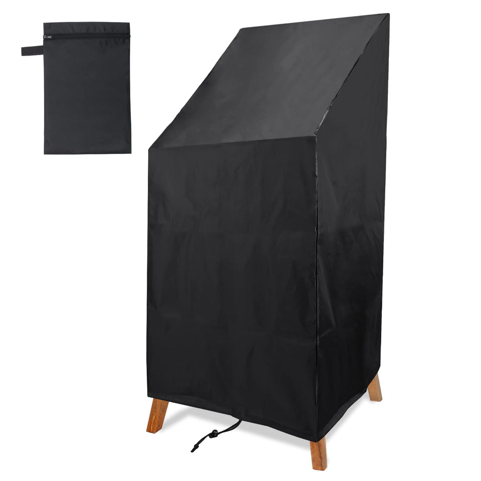 Anglekai waterproof chair cover on a high-back patio chair protecting from rain