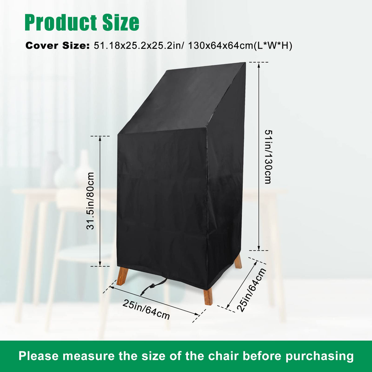 Anglekai waterproof chair cover on stackable chairs for weather protection
