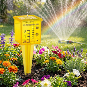 Angoily rain gauge ground stake enables quick, stable installation for yard monitoring.