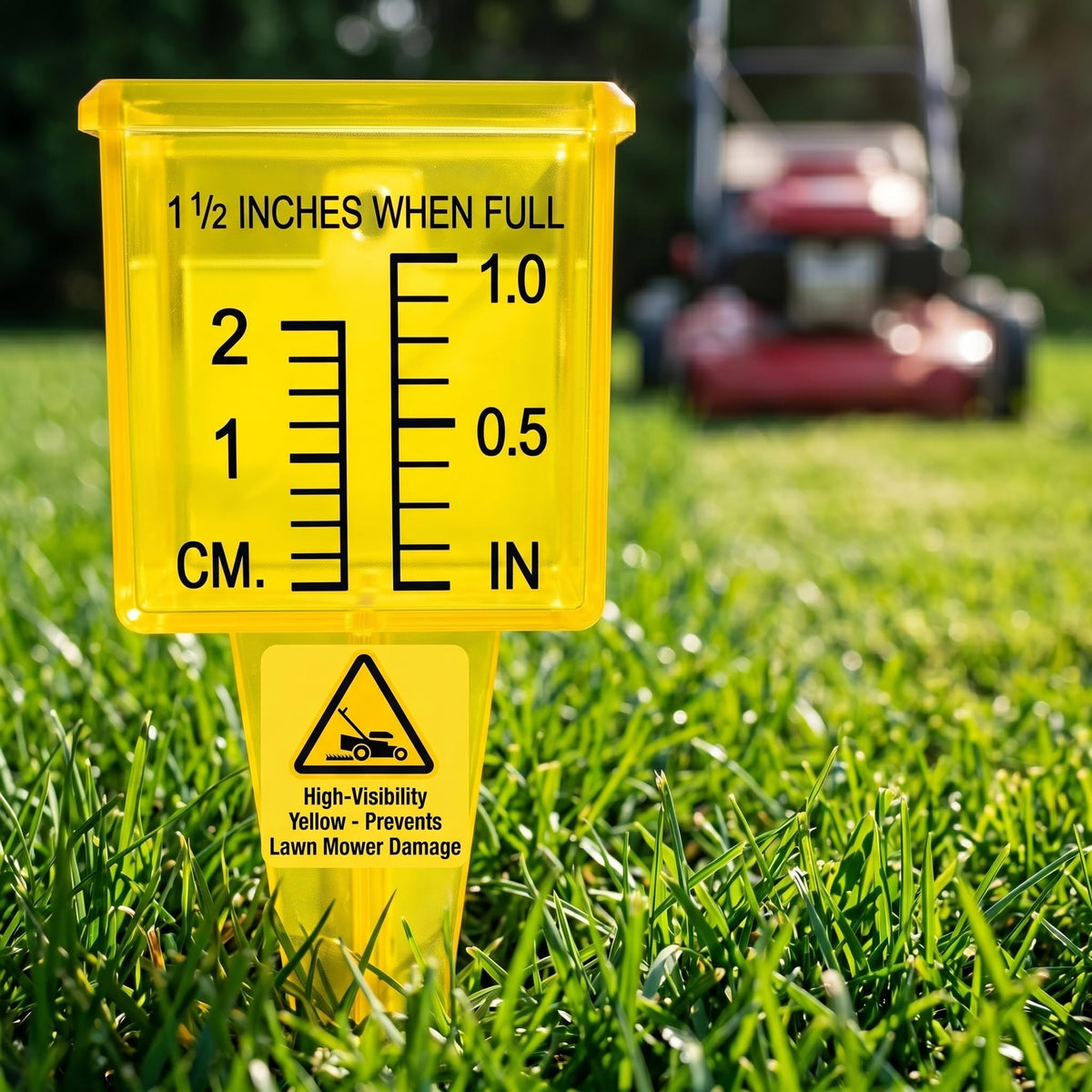 Angoily gauge supports sprinkler testing across yard zones for even coverage.