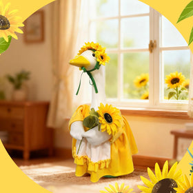 ANGURI sunflower hair accessory adds sunny charm to porch goose decor.