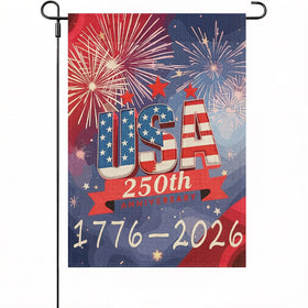 AnHdrFy 250th anniversary flag, double-sided fireworks design, ideal for outdoor yard celebrations.