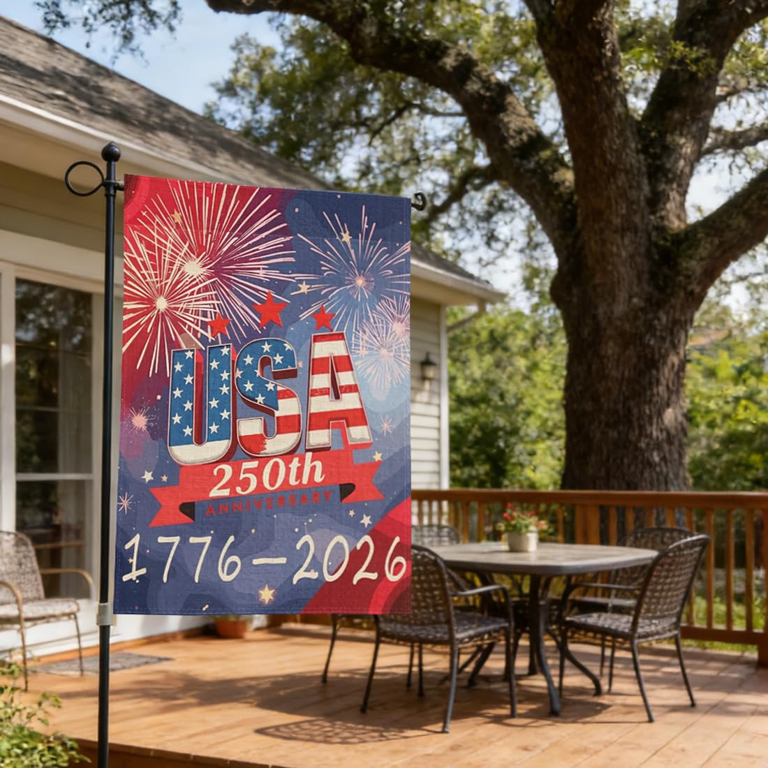 AnHdrFy outdoor burlap flag, durable material that resists weather while keeping graphics crisp.