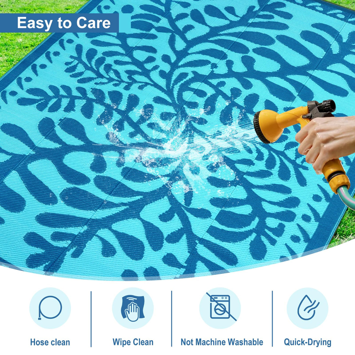 Anidaroel blue 8x10 rug ideal for patios, decks, and outdoor spaces.