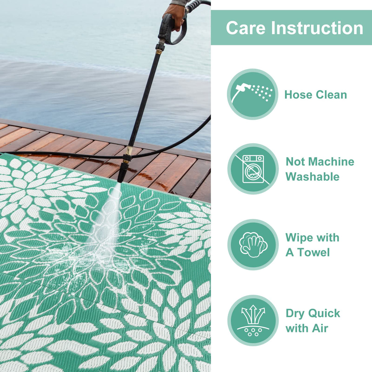 Anidaroel outdoor rug ships with a carrying bag for easy transport.