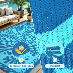 Anidaroel outdoor rug suited for patios and beach days during adventures.