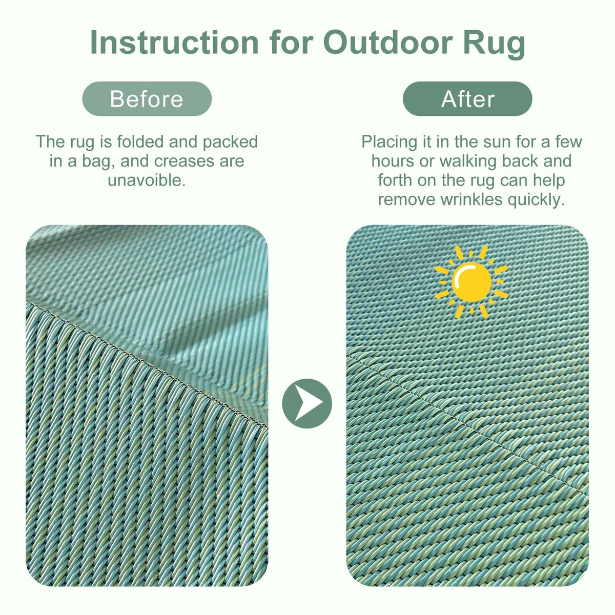 Anidaroel reversible rug offers two looks in one compact outdoor solution
