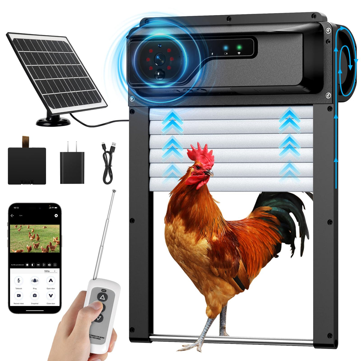 ANIERY chicken coop door with HD camera for 1080p live monitoring.