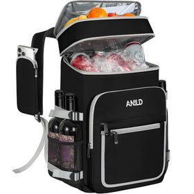 ANILD Cooler Backpack leakproof liner close-up showing spill-free outdoor picnics