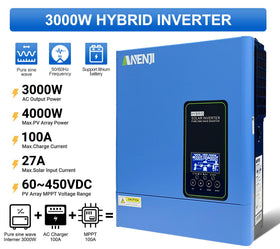 Aninerel 3000W inverter LCD display with real-time monitoring details