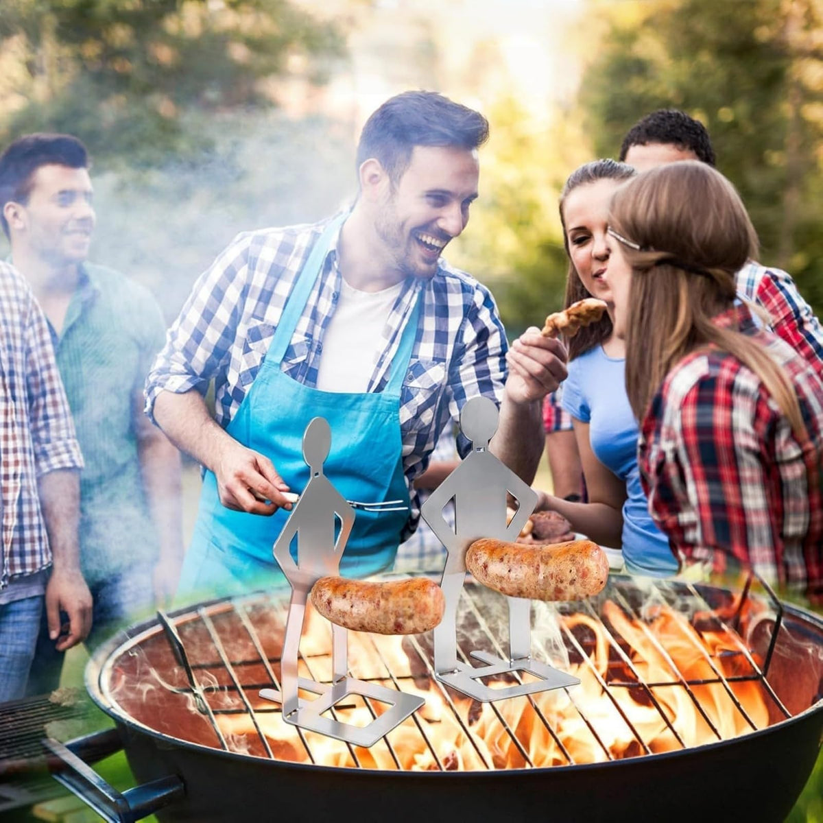 ANIS KEBBR grill sausage holder set secures multiple links for even cooking