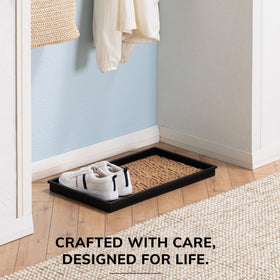Anji Mountain AMB0BT2F-003 raised edges contain spills and moisture on entryway floor.