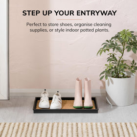 Anji Mountain boot tray showing the tan coir insert and patterned surface.