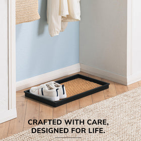 Anji Mountain eco-friendly tray demonstrates durable rubber and clean lines for any decor.