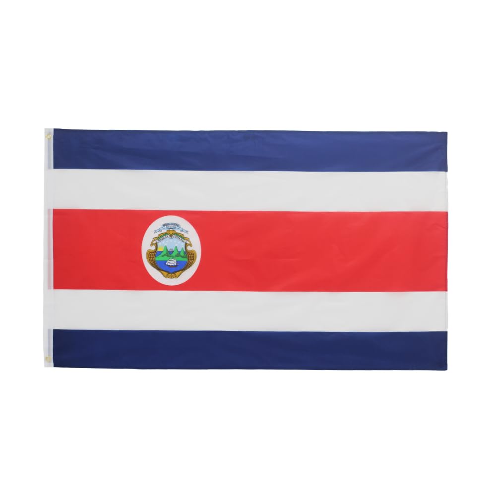 ANJOR Costa Rica flag 3x5ft close-up with brass grommets for durable outdoor display