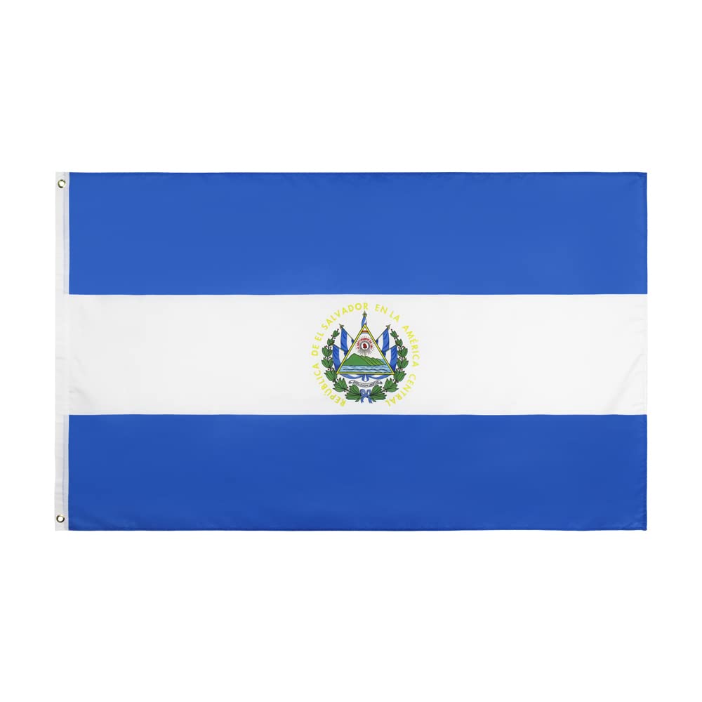 ANJOR El Salvador flag 3x5 ft with brass grommets for durable outdoor display